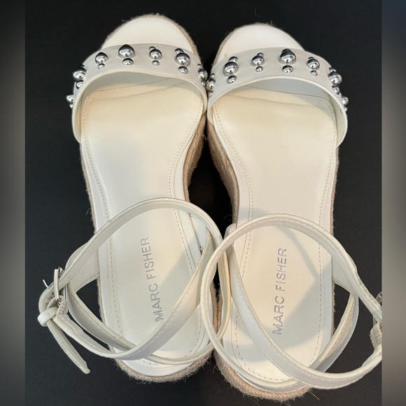 Marc Fisher Women's Joyce Ankle Strap Studded Espadrille Platform Sandals - Picture 9 of 13